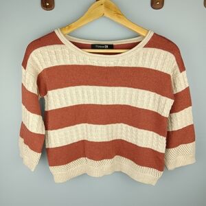 Forever 21 Women's Striped Sweater - Copper and Cream